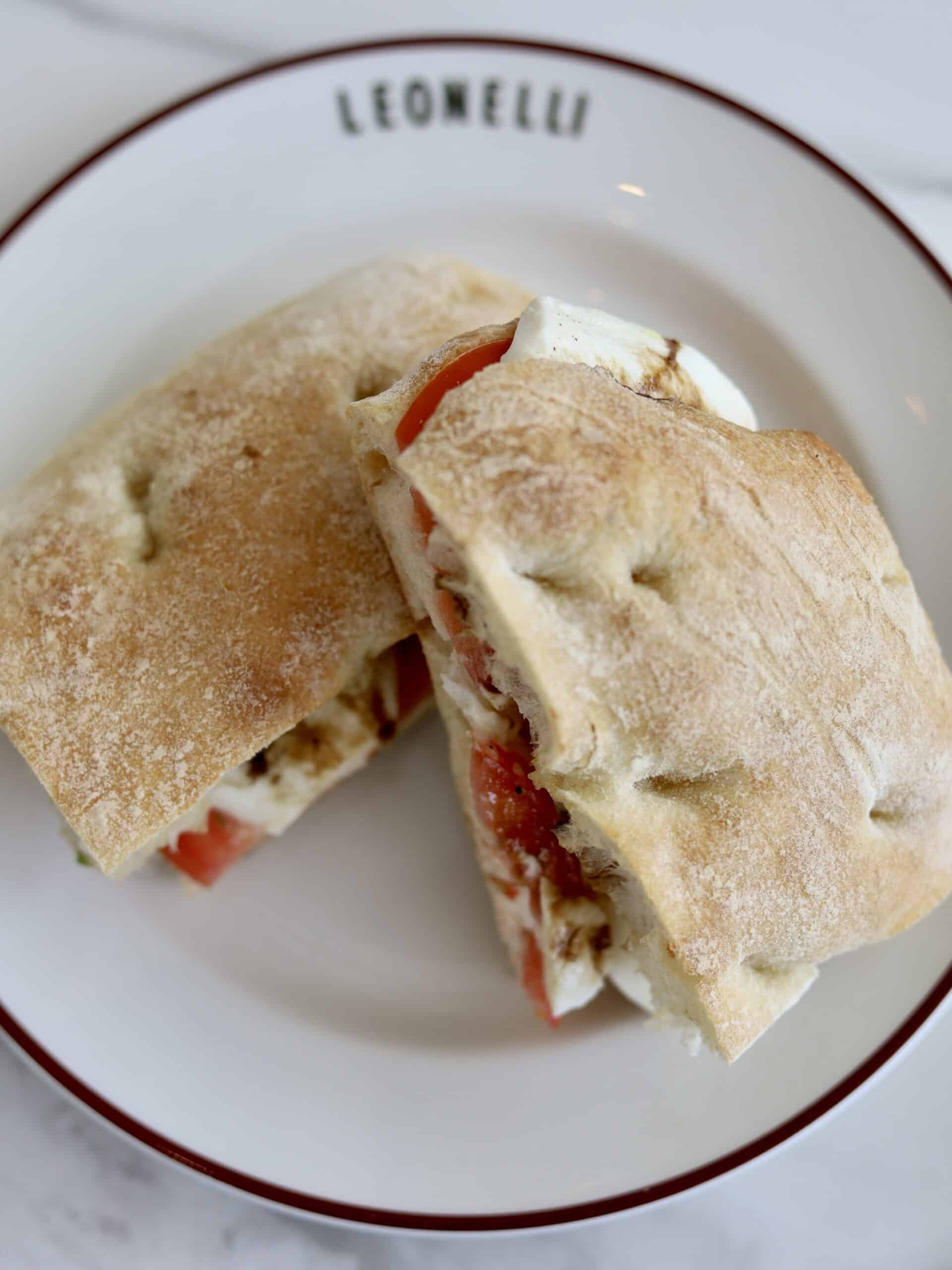 tomato and cheese sandwich at Café Leonelli in HFAH