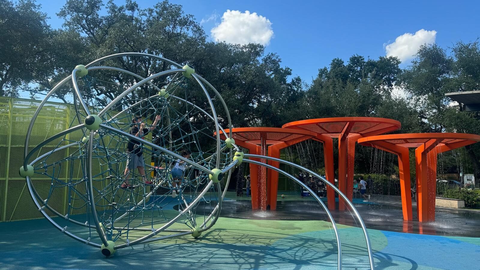 Levy Park in Houston, with a playground, dog park, splash area and food trucks