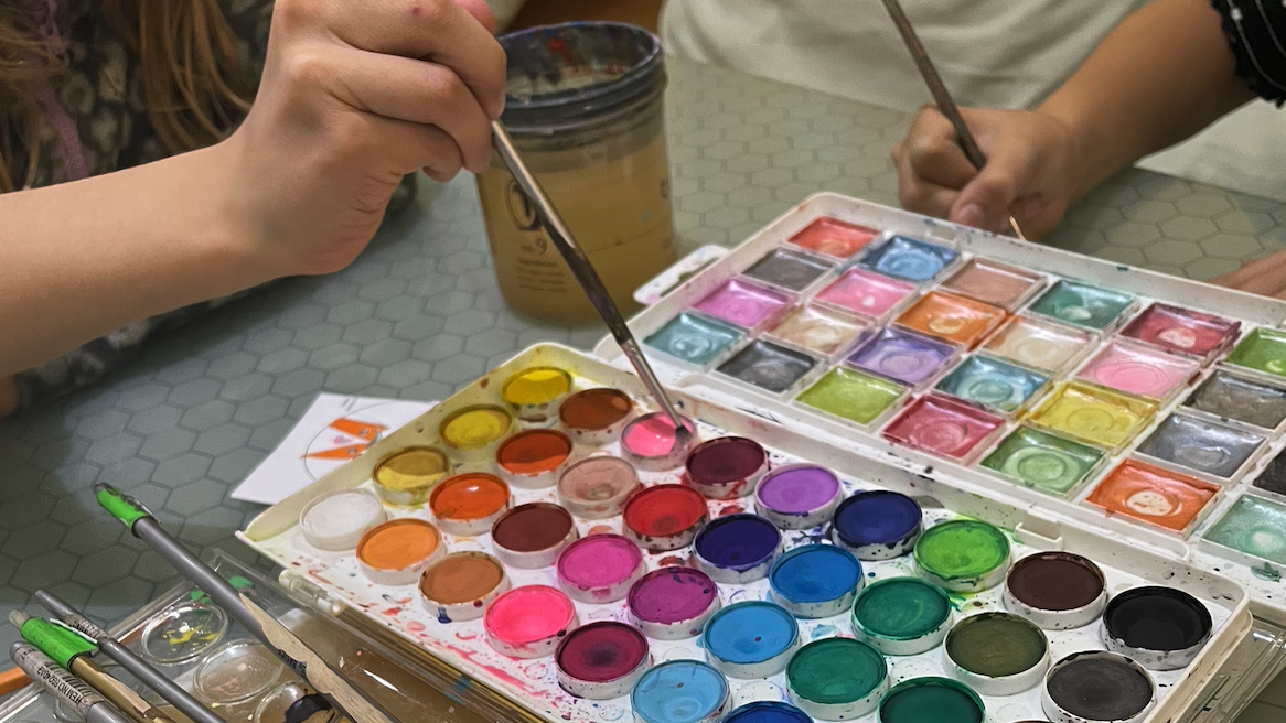 watercolor paints at Honey Art Cafe